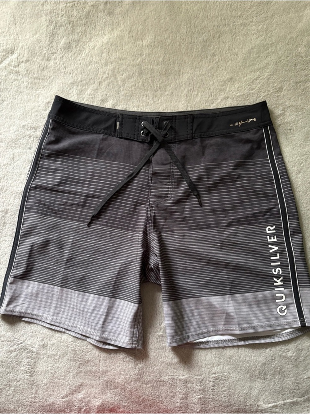 Quiksilver Black and Gray Striped Boardshorts
